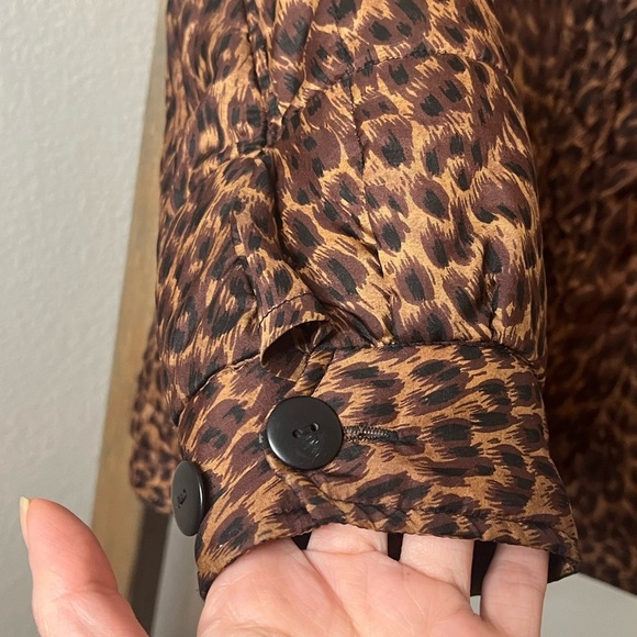 Animal Print Satin Bomber Jacket SzM - Picture 5 of 10